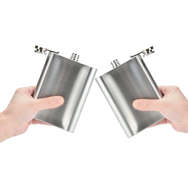 Willingood 2 x Stainless Steel Hip Flask and Funnel, 8