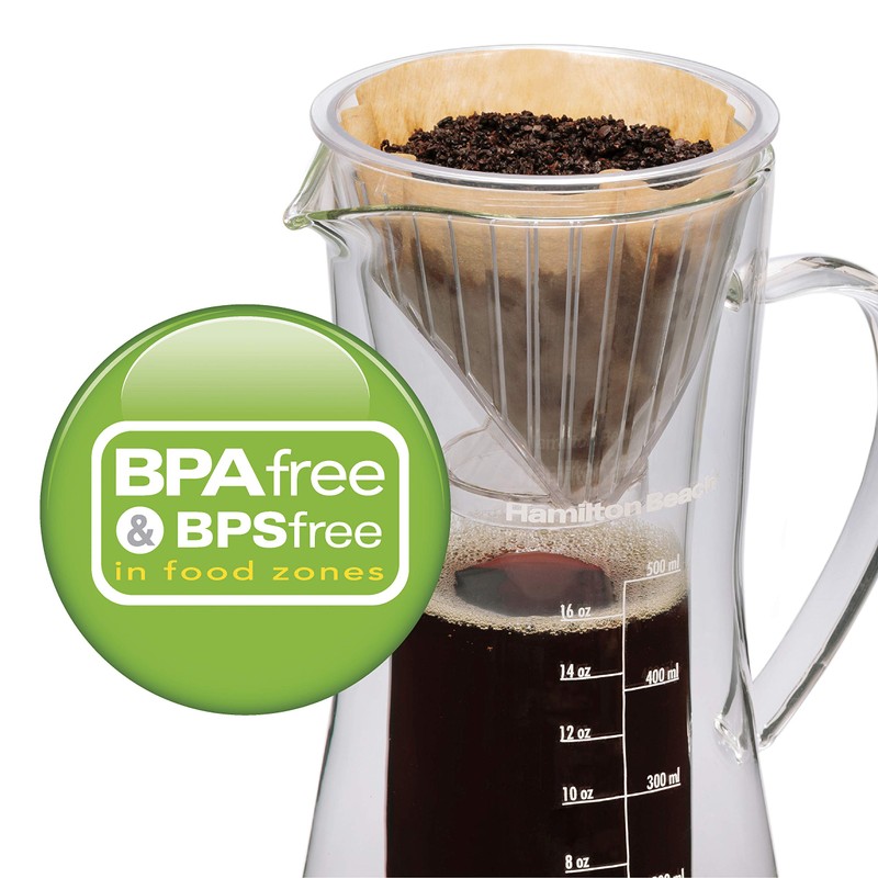 Hamilton Beach Pour Over Drip Coffee Maker, 17 Ounces, Glass