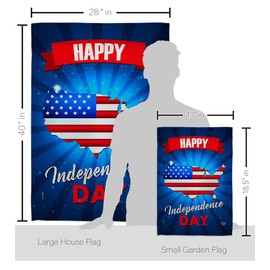 Ornament Collection Independence Day Kit Patriotic Fourth of July Fireworks BBQ United State American Decoration Banner Small Yard Gift Double-Sided, House & Garden Flags Set w/Flagpole, Made in USA