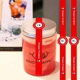 Safe Secure Tamper Evident Seals Stickers for Drink Lids 1" x 9" - 100 Pcs Food Delivery Stickers Sealed for Freshness Labels Drink Food Proof Tape (Red)