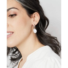 Women Pearl Earrings Freshwater Cultured Pearls | Big Keshi Baroque Pearls 12,00-13,00 mm by Secret & You | Rhodium Plated 925 Sterling Silver with big Butterfly Backs.