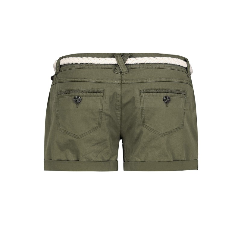 Eight2Nine Women's Chino Shorts with Braided Belt, Middle-green
