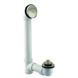 Westbrass Pull & Drain Sch. 40 PVC Bath Waste with One-Hole Top Elbow, Satin Nickel, D49721-07