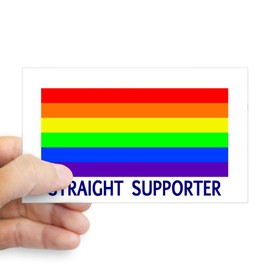 CafePress Straight Supporter Sticker (Rectangle) (Gay Pride) Rectangle Bumper Sticker Car Decal