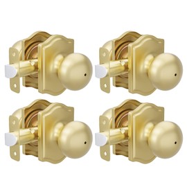 goldenwarm 4 Pack Brushed Gold Privacy Door Knobs Interior for Bedroom & Bathroom, Classic Gold Interior Door Knobs