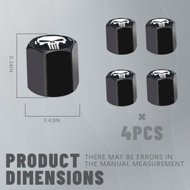 Skull Car Wheel Tire Valve Stem Caps, Airtight Dust Proof Covers with O Rubber Ring, Universal Skull Valve Stem Caps for Cars, SUVs, Bike, Trucks and Motorcycles, Tire Caps 4 Pack (Black White)