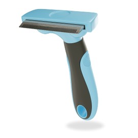 MASCRETTA Deslanador para Perro y Gato con diseño para un Firme y cómodo Agarre. Quita pelos de Perro. Cepillo para Perro, Gato o Todo Tipo de Mascota. Deshedding Tool (Azul, 75mm)