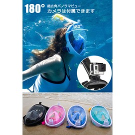 HEARTST Snorkel Mask, Anti-Flooding Diving Mask, 180° Panorama Sea View, Full Face Type, Anti-Fog Design, Free Breathing, Diving Mask, Snorkeling Equipment, Compatible with Sports Camera, Unisex, for
