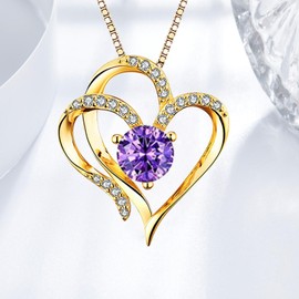 Birthstone Necklace for Women Dainty Crystal Birthstone Pendant Necklace for Women Christmas Birthday Gifts for Her Mothers Day Gifts (02.February)