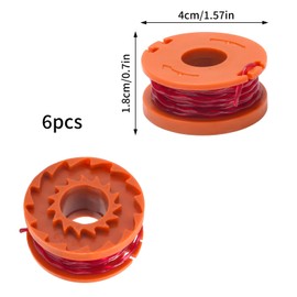 COEWUR 6 Pcs Worx Strimmer Spool Replacement for WG151/WG154/WG155/WG160/WG163/WG175/WG180/WA0010-Φ1.65mm 3.05m/10FT Autofeed Nylon Line, Lawn Mower Trimmer Spool Replacement Accessories