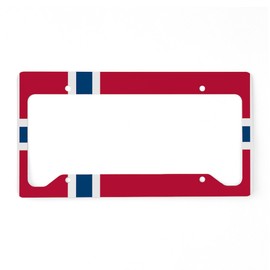 CafePress Norwegian Flag License Plate Holder Aluminum License Plate Frame, License Tag Holder