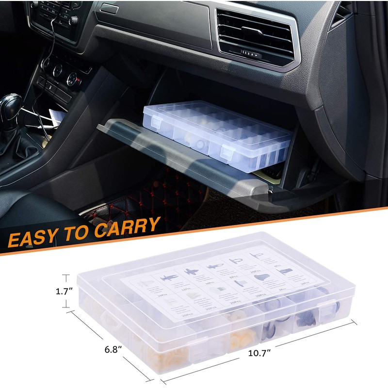 ANCLLO 292Pcs Car Plastic Rivets Fasteners Push Type Pin Rivets