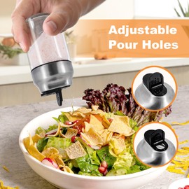 Aelga Salt and Pepper Shakers Set - 5 OZ Glass Salt Shaker with Adjustable Pour Holes - Sugar Dispenser with Stainless Steel Lid - Elegant Kitchen Table Accessories