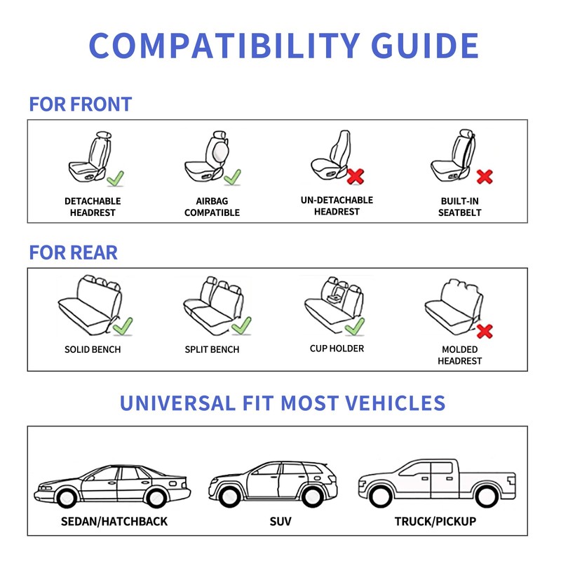 MINGBRON Seat Covers for Cars, Waterproof Seat Covers, Leather Car