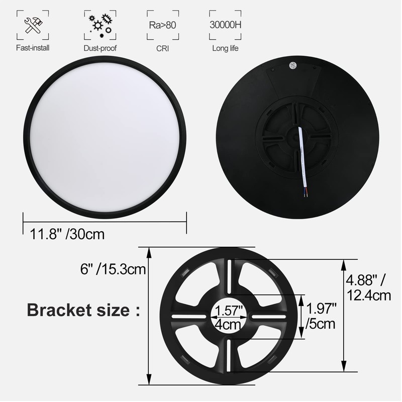 LVL LED Ceiling Light Black Shell 24W 2600lm Natural White