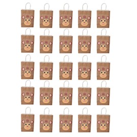 25Pcs Kraft Paper Gift Bag Animal Pattern Multipurpose Kraft Bag with Handle for Party