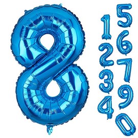 Big Number 8 Balloons Blue Mylar Foil Helium Balloons Birthday Party Decorations For Anniversary 8th Birthday Party