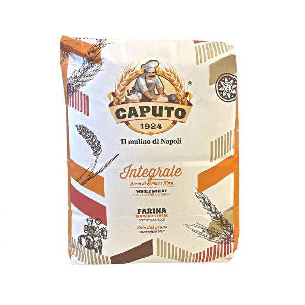 Antimo Caputo Integrale Whole Wheat Flour 11 Pound Bag - Naturally contains Wheat Bran & Germ, From Italy