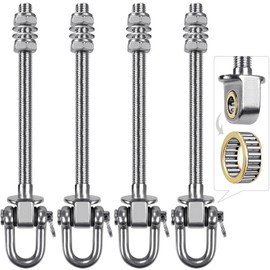 SELEWARE Heavy Duty Stainless Steel Swing Hangers with Bearings (Set of 4), Swing Bolts M10 x 9", 1800LB Capacity for Wood & Steel Beams, Yoga Hammock, Porch Swing