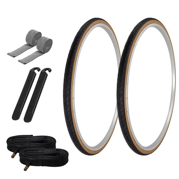 PRO+ Pair of Bicycle TIRE 700 X 28 Black/Gum SIDEWALL