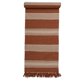 Creative Co-Op Handwoven Wool and Cotton Kilim Floor Runner and Fringe, Sienna and Camel Rugs, 96" L x 30" W x 1" H, Red & Brown