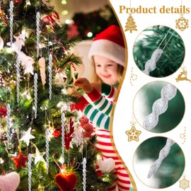 30 Pieces Plastic Icicle Twisted Plastic Icicle Christmas Ornaments Icicle Decoration Christmas Tree and Holiday Xmas Party Wedding Hanging (Silver,5.12 Inch)