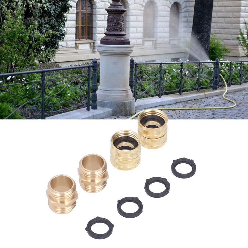 2Pairs 3/4in Brass Hose Adapter 2 Way Hose Adapter Durable