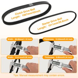 Nilight Clutch Drive Belt & Starter Belts Kit for EZGO TXT Cushman Express Marathon Medalist ST 4 Cycle Gas Golf Cart 1994-2013#72054G01, 72024G01, 72025G01, 26414G01 Smooth Engagement Aramid Rubber