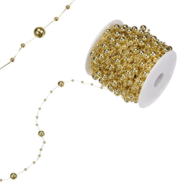 M METERXITY 33 Yards Pearl Beaded Chain Trim 3-8mm Pearl