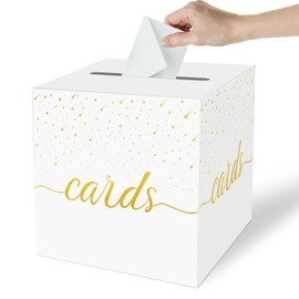OLIVBIN White Card Box，Wedding Card Box for Graduation Bridal or Baby Showers, Birthday, Retirement, Anniversary Decoration Raffle Ticket, Money Box