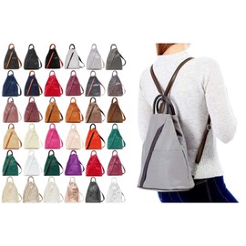 Handbag Bliss Womens Vera Pelle Super Soft Italian Leather Backpack Rucksack Convertible Shoulder Bag Medium Navy Blue