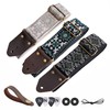 Nefelibata Guitar Strap,Jacquard Embroidery Cotton Guitar Straps with Crazy Horse