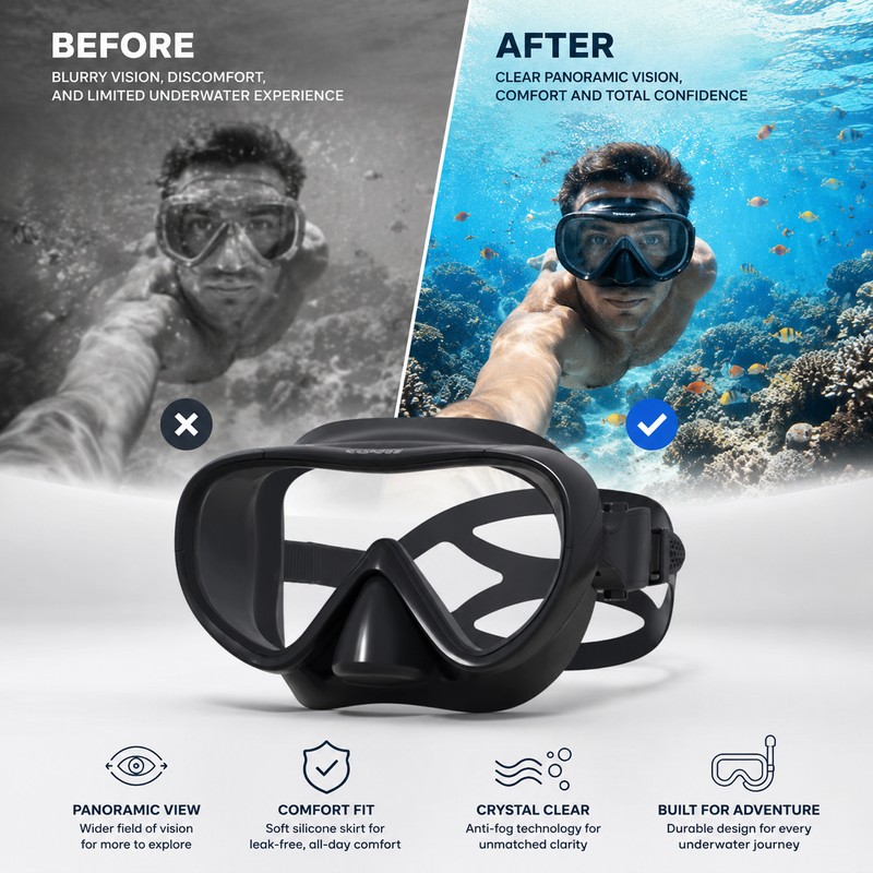 Kids Full-Vision Swim Mask for Pool Practice – Anti-Fog Polycarbonate