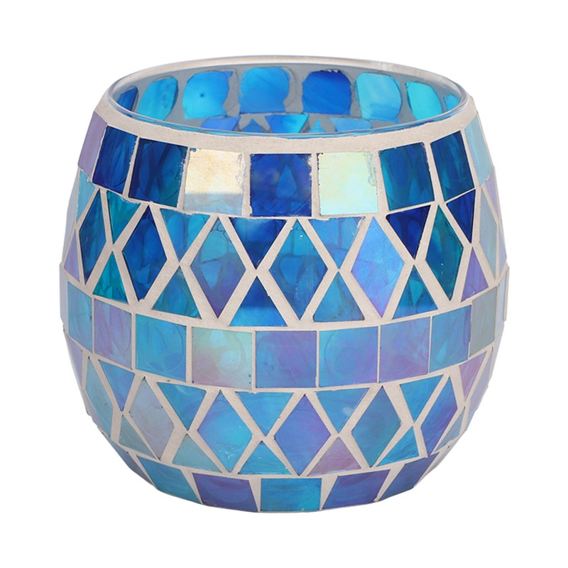 Purple Blue Mosaic Glass Candle Holder Romantic DIY Scented Candle