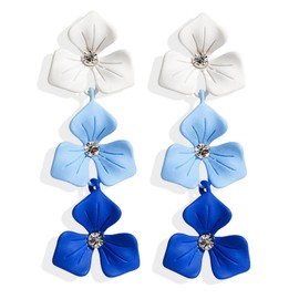 Long Flower Petal Earrings Boho Layered Floral Drop Earrings Flower Dangle Earrings Statement Stud Earring for Women