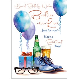 doodlecards Brother-in-Law Birthday Card Balloons and Shoes Medium Size with Plain Envelope