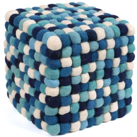 CLEENTABLE Multi Colored Cube Felt Ball Ottoman Pouf 12 Inches for Living Room, Bedroom and Kids Room