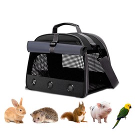 APKOL Small Pet Carrier Bag, Guinea Pig Carry Bag, Transport Box, Rabbit Carry Bag, Small Animal Pet Carrier for Hamsters, Hedgehog, Guinea Pigs and Small Pets, Black