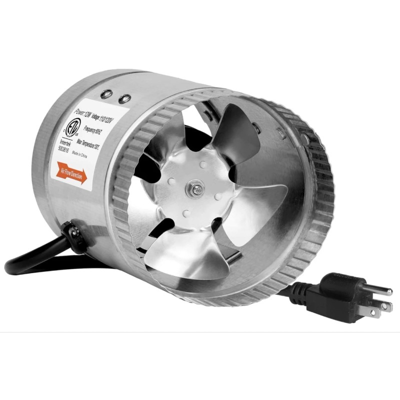 iPower 4” Inline Duct Fan – 100 CFM, Exhaust Booster