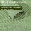 Grass Green 100% Cotton Quilted Placemats Set of 6, Rectangular