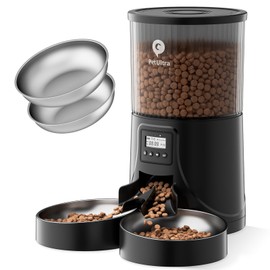 PETULTRA Automatic Cat Feeder for 2 Cats - 16 Cups/4L Timed Auto Pet Feeder with Portion Control (1-6 Meals), Dual Power& Easy to Clean for Indoor Cats & Small Dogs