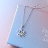 925 Sterling Silver Inspirational Om Lotus Flower Pendant Necklace for