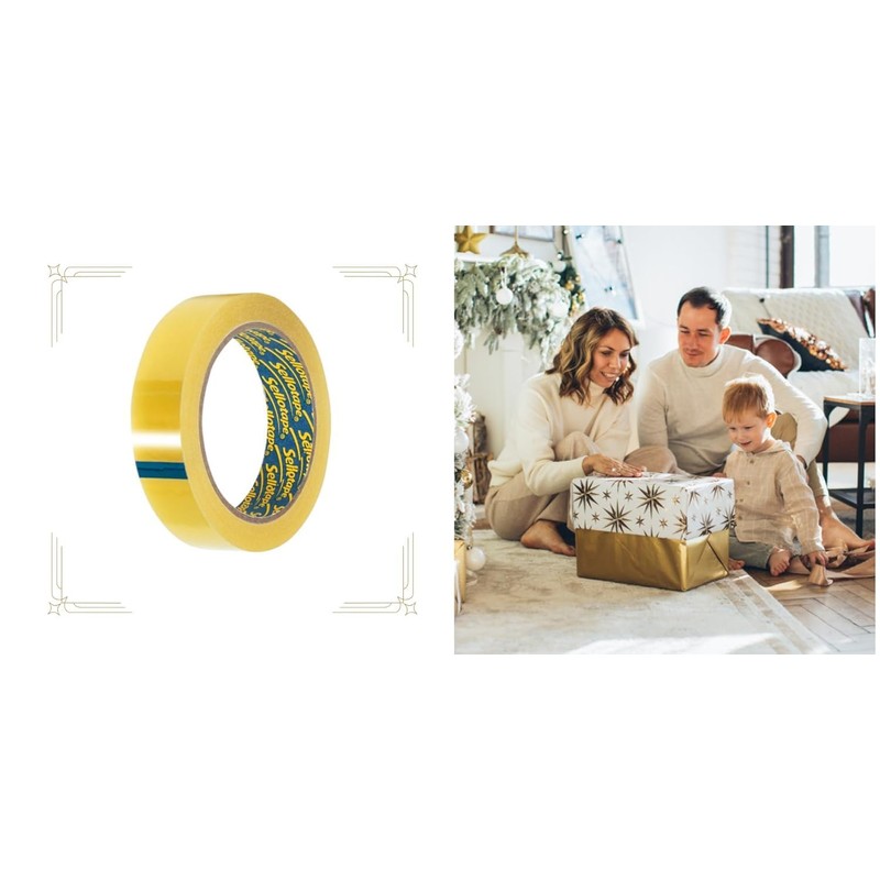 Sellotape Original Golden, Multi-Purpose Clear Tape for Household Objects, Clear