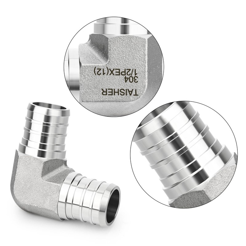TAISHER 1PCS 304 Stainless Steel 90 Degree Elbow Pex Fittings,