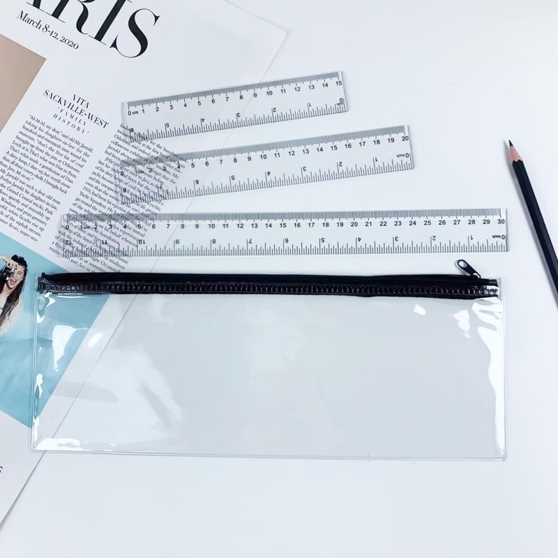 Plastic Ruler Set Clear Transparent Straight Ruler 15cm/30cm 6inch 12inch