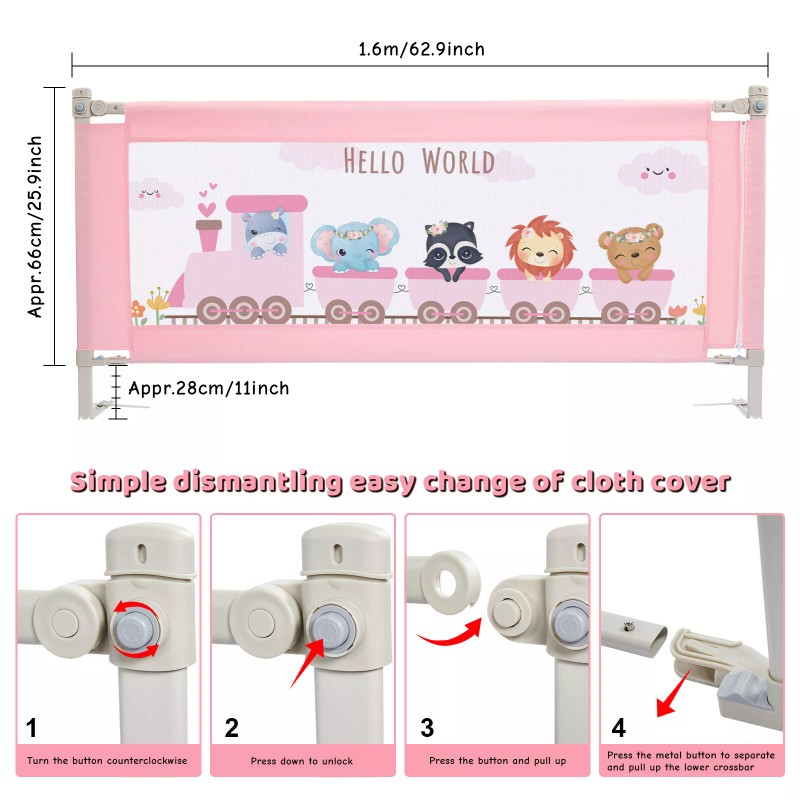 Fitnate 63" Safety Bed Rail for Baby Newborn Security Mesh