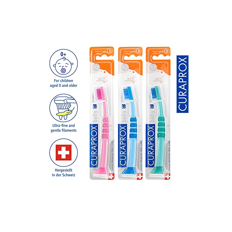 Curaprox Cepillo de dientes para bebé (paquete de 3); cerdas