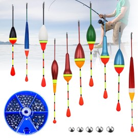 Floats Fishing Set 10 Pieces Fishing Floats Float Fishing Trout Float Set as Fishing Accessories 205 Pieces Fishing Lead 5 Sizes Bobbers Removable Floats for Coarse Fish Float and Trout