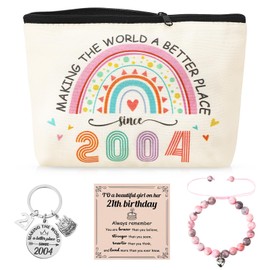 ViEinkaufen 21st Birthday Gifts for Her, Women's 21st Birthday Gifts Makeup Bag Inspirational Keyring Bracelet,Birthday Presents for 21 Year Old Women,Birthday Gifts for Friends