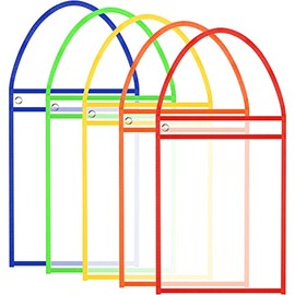 5 Pack Shop Ticket Holders with Hanging Strap Document Holder Work Order Plastic Sleeves Stitched Job Ticket Holders for Attaching to Machinery File Cabinets Racking Hanging, 13.8 x 9.8 Inch